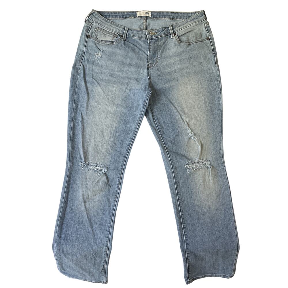 Old Navy Women Jeans 10 REGULAR Light Blue Denim Straight Distressed 29" Inseam